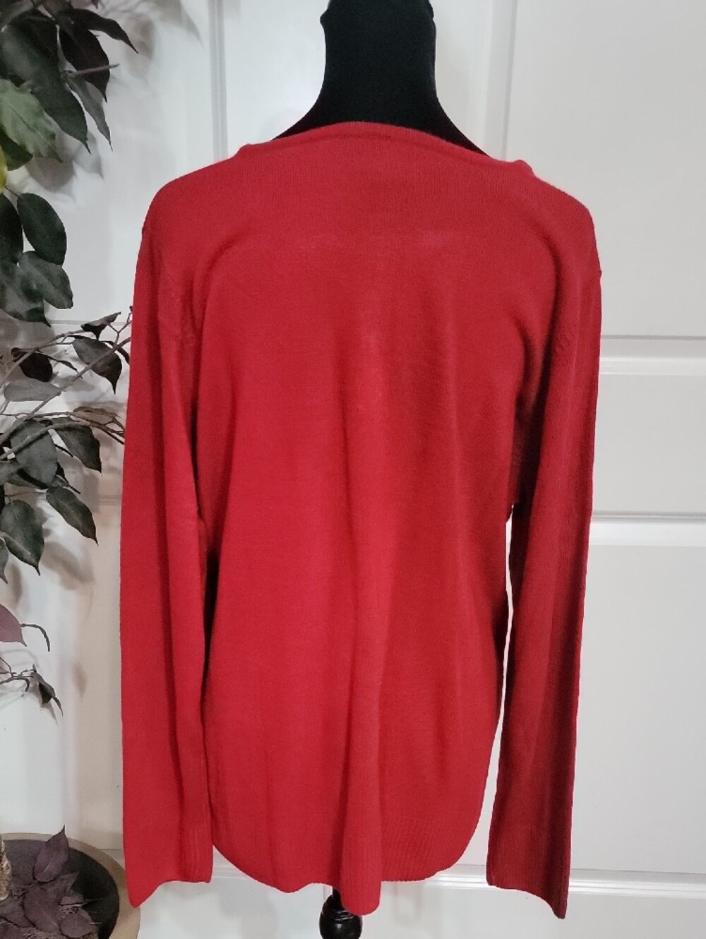 Laura Scott Red Rhinestone-Embellished Button Cardigan - Picture 4 of 5